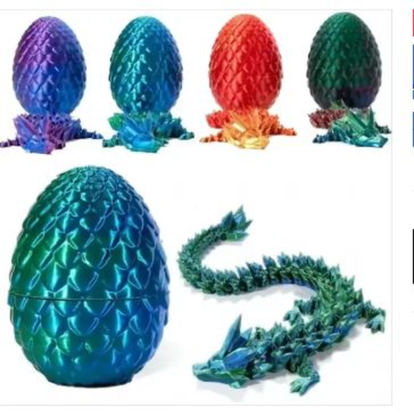 3D Printed Articulated Dragon Egg – Movable & Rotatable Desktop Ornament Toy