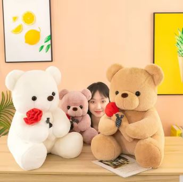 Valentine’s Day Teddy Bear with Roses – Plush Stuffed Animal Gift for Girls